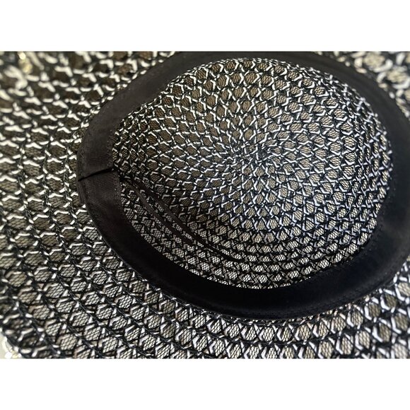 Black & Silver Textured Bucket Hat With Sparkle Beaded Fringe Trim One Size - Picture 3 of 3